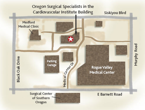 Oregon Surgical Specialists Map of Vascular Lab Location